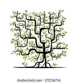 Green tree square shape for your design
