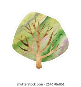 green tree sticker vector illustration