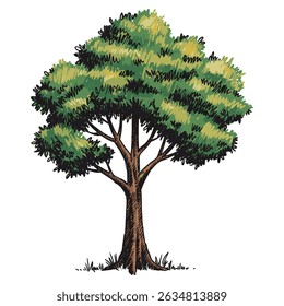 Green Tree with Strong Roots Nature Growth Concept