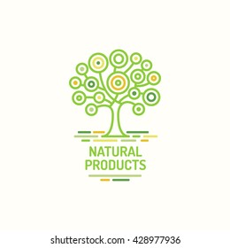 Green Tree symbol or icon, template for bio logo for natural product, vector design