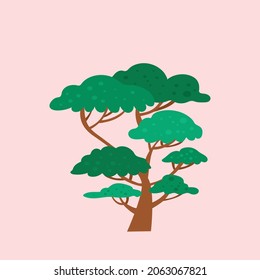 green tree There are many branches, one brown trunk is a vector.