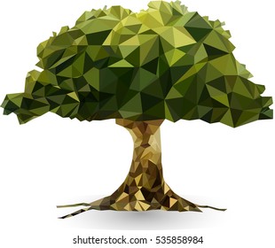green tree in a triangular style vector illustration