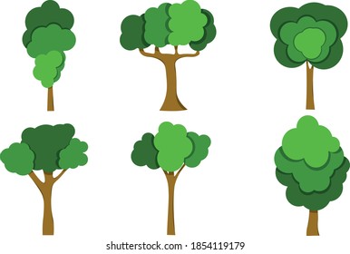 Illustration Set Different Trees Green Trees Stock Vector (Royalty Free ...