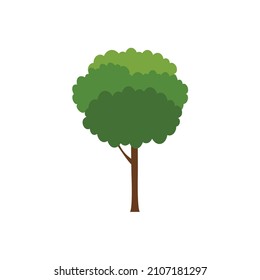 Grüner Baum, Eine Vielzahl von Formen auf weißem Hintergrund, verschiedene Baumgruppen, Bäume für die Dekoration von Gärten und Eigenmotiven.Vektorgrafik und Symbol