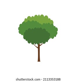 Grüner Baum, Eine Vielzahl von Formen auf weißem Hintergrund, verschiedene Baumgruppen, Bäume für die Dekoration von Gärten und Eigenmotiven.Vektorgrafik und Symbol