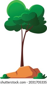 A green tree vector art and illustration