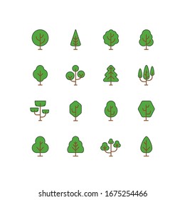 Green Tree vector colorful icons.