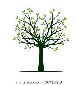 Green Tree. Vector Illustration. Floral element.