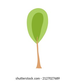 Green tree vector illustration. Hand drawn flat tree.