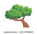 Green tree vector illustration. Plant and wooden trunk. Oak or Christmas tree. Template, layout and mock up. Flora and botany. Cartoon flat graphic element isolated on white background