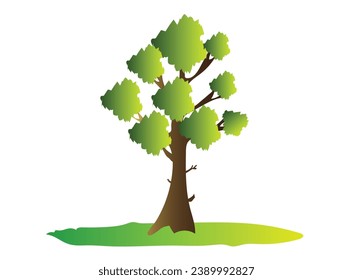 Green tree Vector isolated on white have more branch and leaf