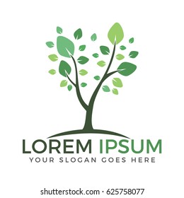 Green tree vector logo design.