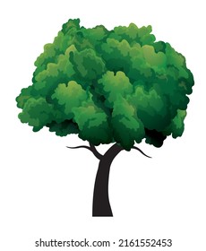 Árbol verde. Ilustración del contorno del vector.