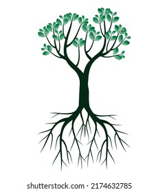 Green Tree. Vector outline Illustration.