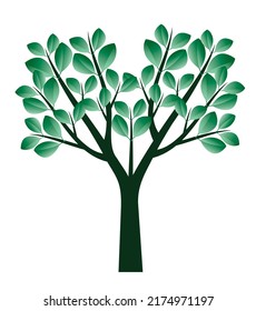 Green Tree. Vector outline Illustration.