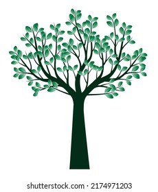 Green Tree. Vector outline Illustration.
