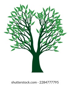 Árbol verde. Ilustración del contorno del vector.