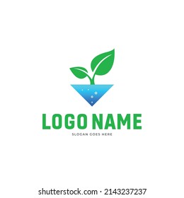 Green Tree in water abstract Logo design vector template 