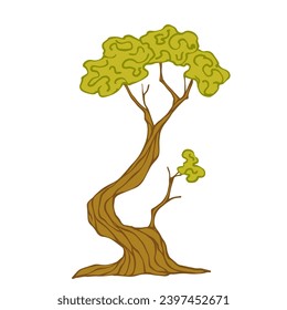 Green tree.Decorative botanical element.Vector graphics.