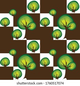Green trees abstract illustrated forest