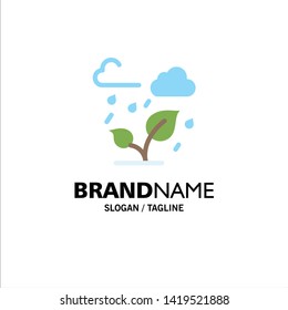 Green, Trees, Cloud, Leaf Business Logo Template. Flat Color
