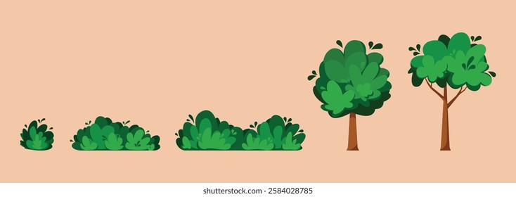 Green Trees in Flat Style Collection. Suitable for infographics, books, banners and other designs