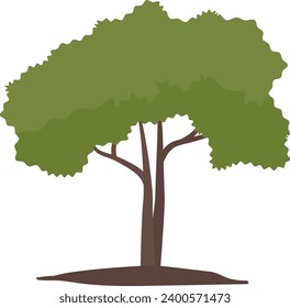 Green trees flat vector illustration.