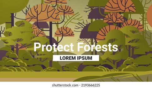 green trees in forest beautiful nature landscape background protect forests concept horizontal