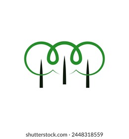 árbol verde bosque estilizado logo icono Vector Clipart diseño