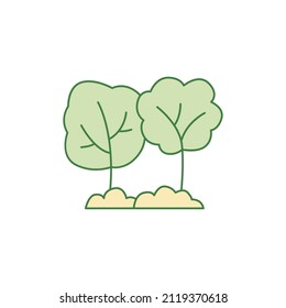 green trees, garden, park icon in color icon, isolated on white background 
