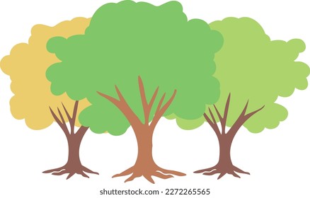 Green trees hand drawn illustration