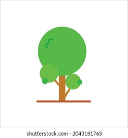 Green trees have brown stalks and trunks