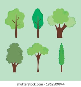 green trees icon set design