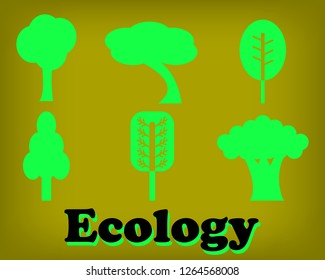 Green trees icons, ecology, vector