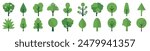 Green Trees Icons in Flat Style Collection. Suitable for infographics, books, banners and other designs
