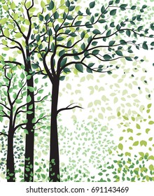Green trees with leaves