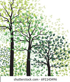 Green trees with leaves