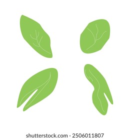 Árboles verdes hojas de iconos planos para el objeto