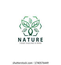 green trees logo concept design template vector, nature logo template