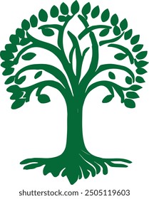 Estilo del logotipo del árbol verde con el fondo blanco.