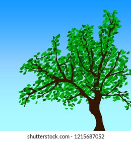 Green trees on clear sky