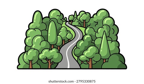 Green trees on side of road