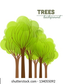 green trees on a white background 2