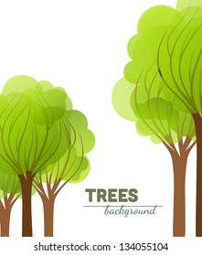 green trees on a white background
