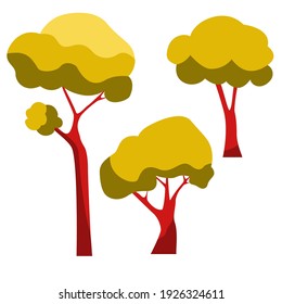 green trees on white background