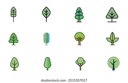 Árboles verdes en varias Formas.