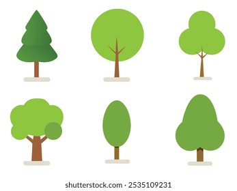 Coleção de Vetor de Árvores Verdes - Ilustração Simples de Natureza Plana.