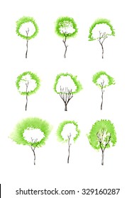 green trees vector set