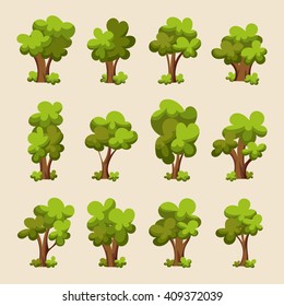 Green Trees. Vector Set