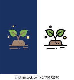 Green, Trees, World, Save  Icons. Flat and Line Filled Icon Set Vector Blue Background. Vector Icon Template background